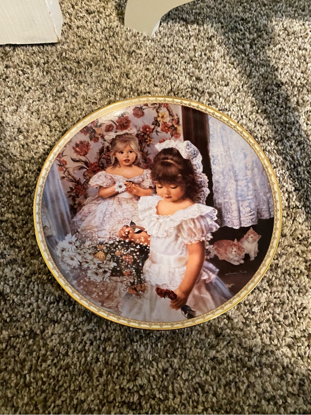 Decorative Victorian Girl Portrait “A Special Day” Collector Plate in Gold Trim